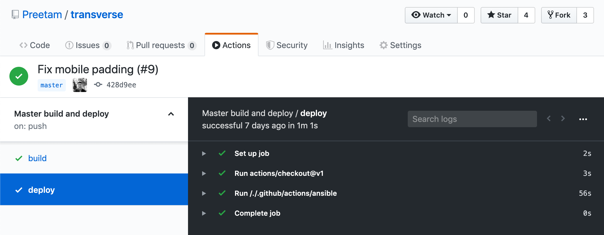 github actions